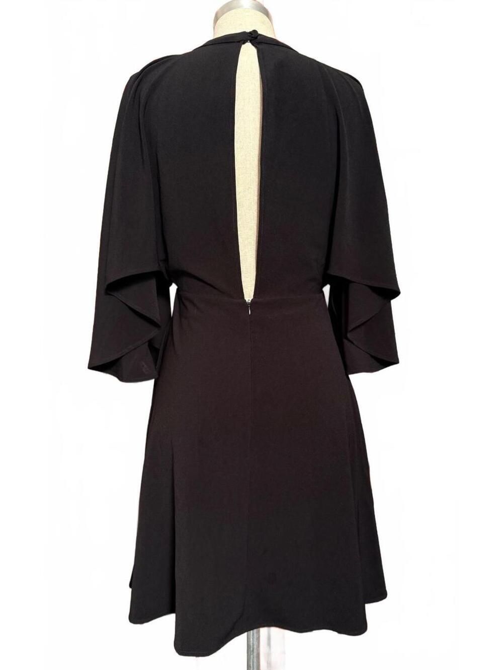 Love In Black Cape Sleeve Open Back Fit & Flare Dress